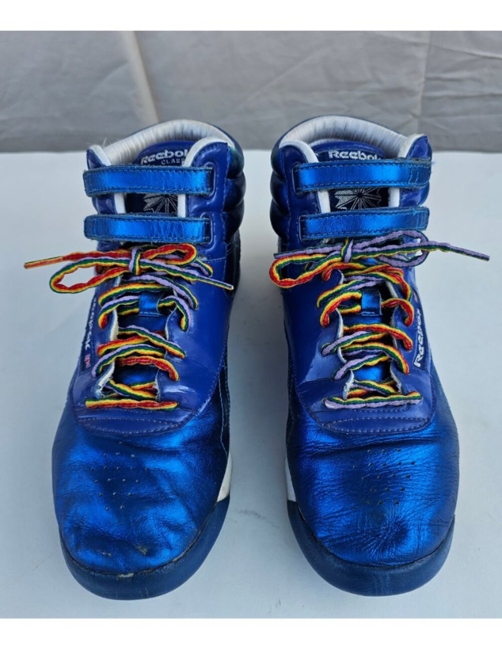 Vintage Reebok Freestyle Metallic Blue High-Tops